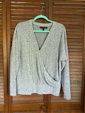 White House Black Market Heather Gray Knit Top